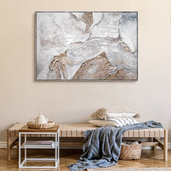 Framed abstract painting in neutral tones "North"