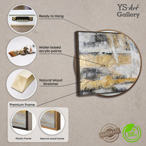 Abstract picture with frame "Golden Horizon" 100x50 cm