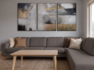 Modern Abstract Wall Art Framed in Gold Texture – Urban Balance