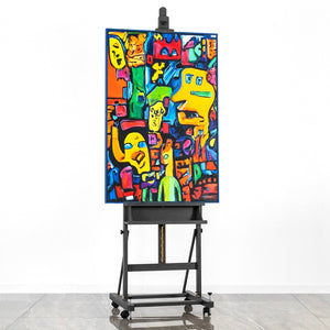 Modern art acrylic painting with frame "Mosaic of identity"
