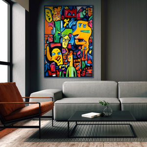 Modern art acrylic painting with frame "Mosaic of identity"