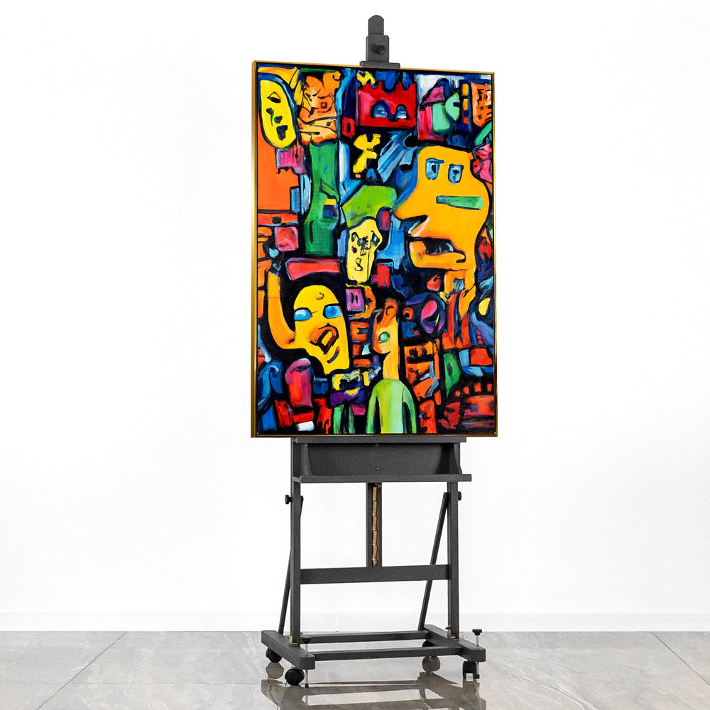 Modern art acrylic painting with frame "Mosaic of identity"