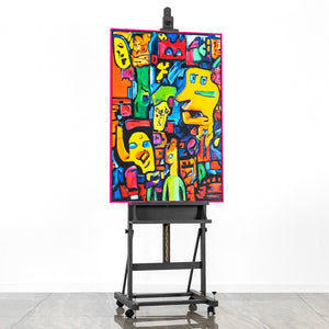 Modern art acrylic painting with frame "Mosaic of identity"