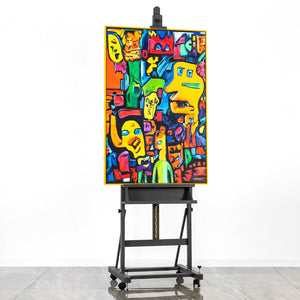 Modern art acrylic painting with frame "Mosaic of identity"