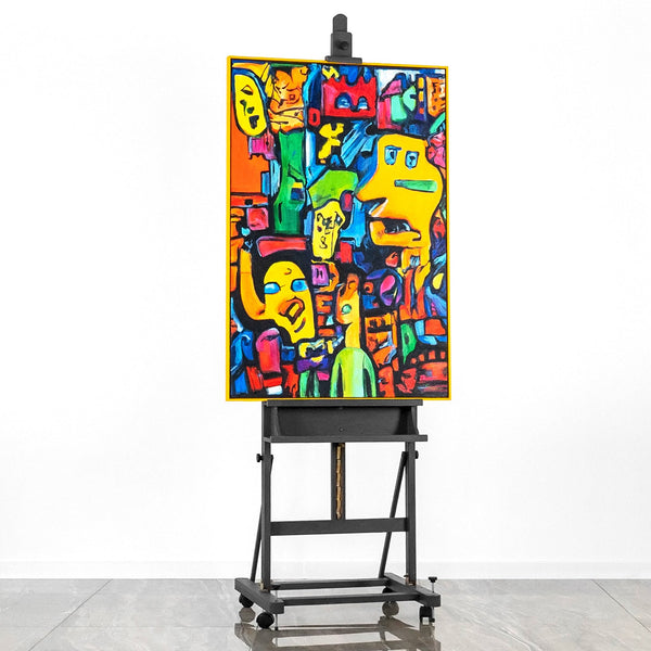 Modern art acrylic painting with frame "Mosaic of identity"