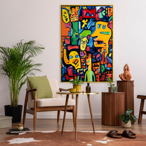 Modern art acrylic painting with frame "Mosaic of identity"