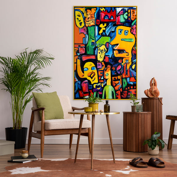 Modern art acrylic painting with frame "Mosaic of identity"