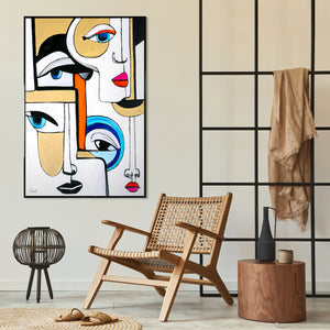 Large framed wall art for living room "Geometry Game"