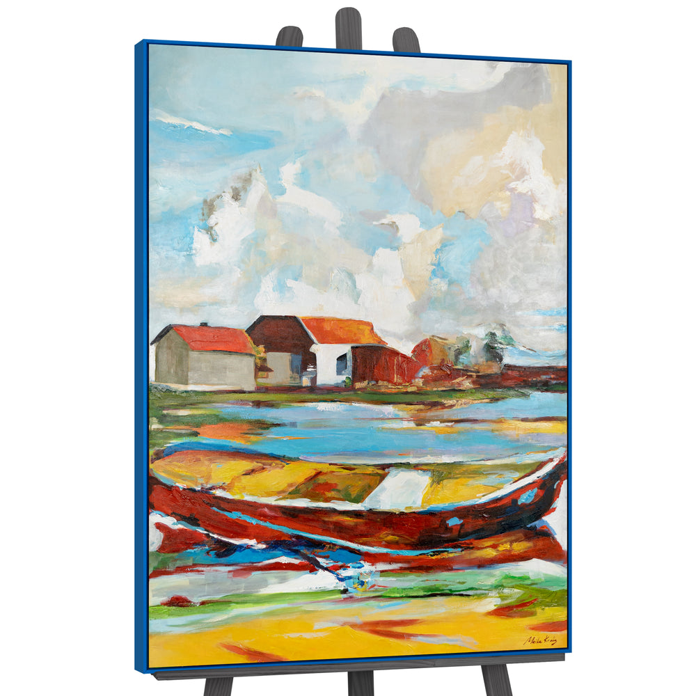 Large Landscape Paintings Textured Framed Canvas – Coastal Haven