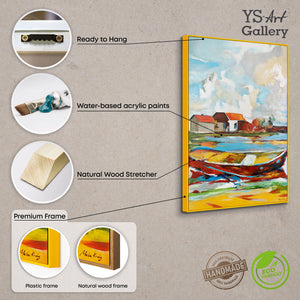 Large Landscape Paintings Textured Framed Canvas – Coastal Haven
