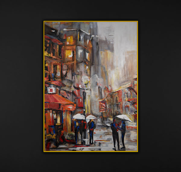 acrylic cityscape painting unique artwork for sale