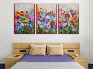 Modern paintings "Flowery Colors" with frame pictures living room