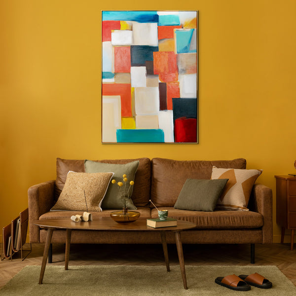 Framed abstract geometric painting "Geometry of Illusions"