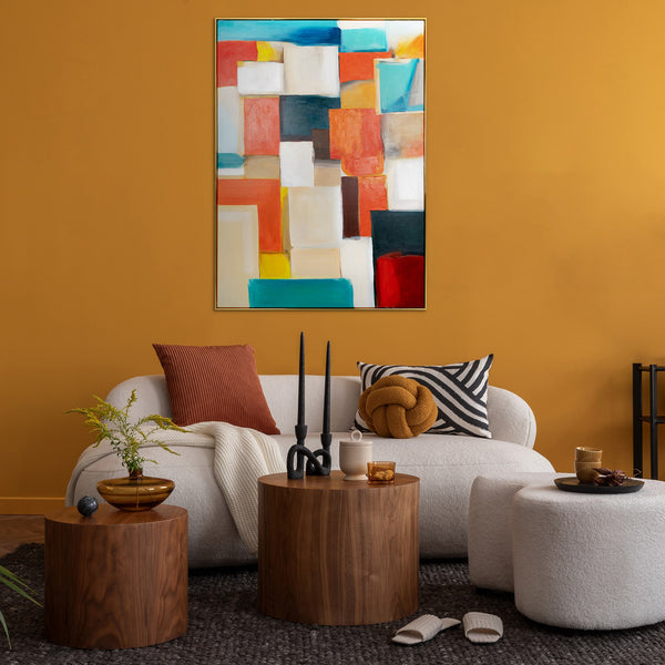 Framed abstract geometric painting "Geometry of Illusions"