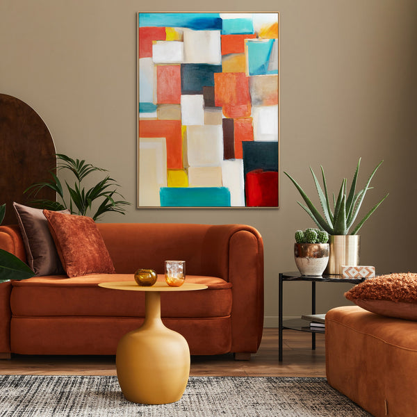 Framed abstract geometric painting "Geometry of Illusions"