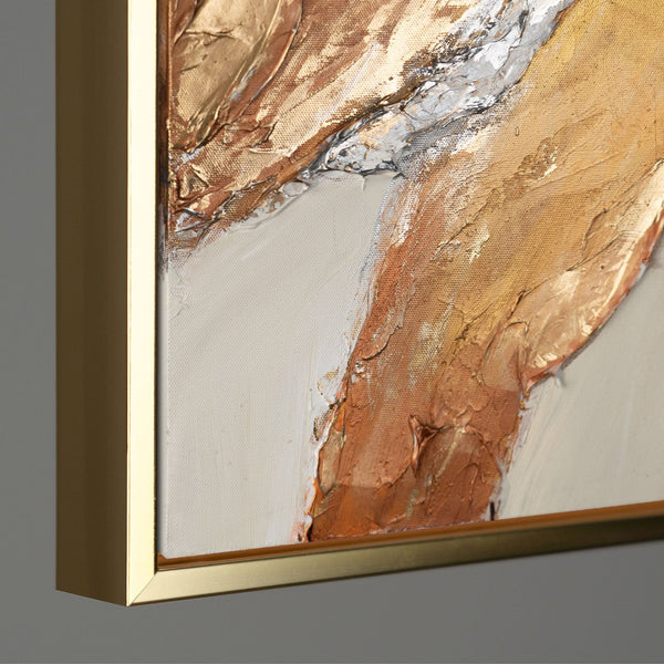 Framed abstract painting on canvas "Golden Symphony"