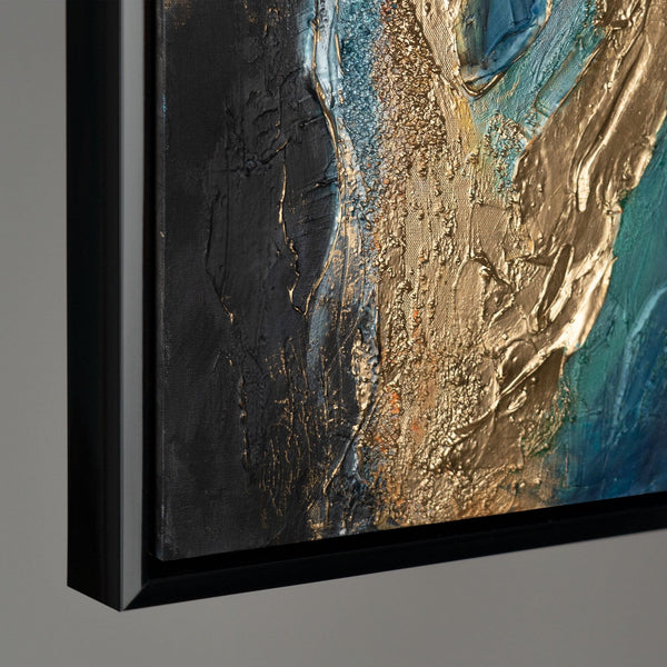 Framed abstract wall art with gold "Symphony of abstraction"