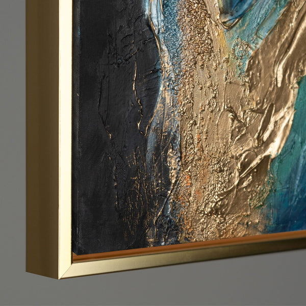 Framed abstract wall art with gold "Symphony of abstraction"