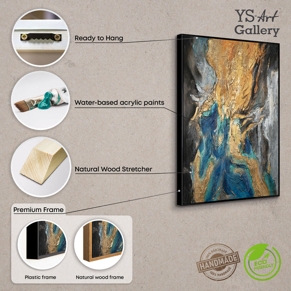 Framed textured acrylic painting on canvas "Abstract symphony"