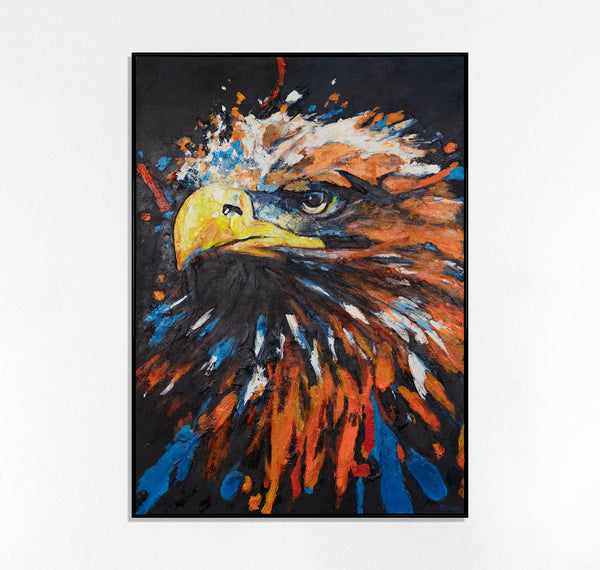 Framed acrylic painting for living room "Majesty of the eagle"