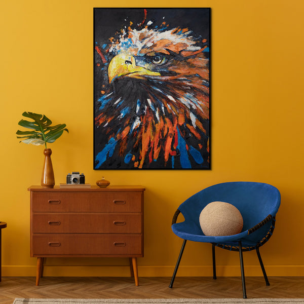 Framed acrylic painting for living room "Majesty of the eagle"