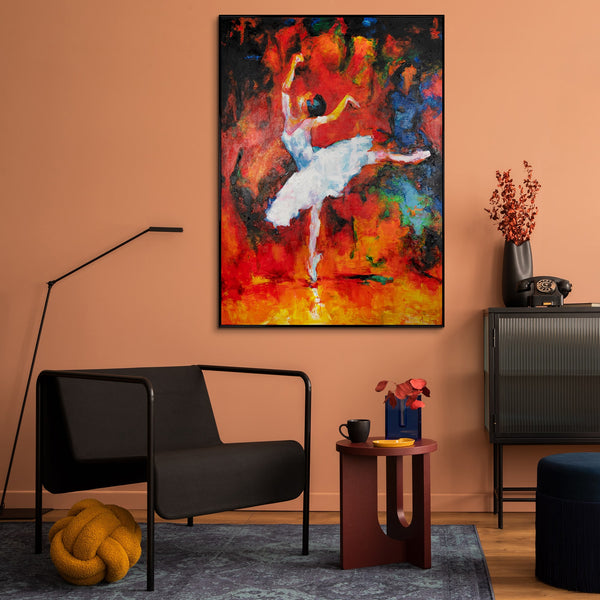 Elegant bright painting with frame "The Magic of Ballet"