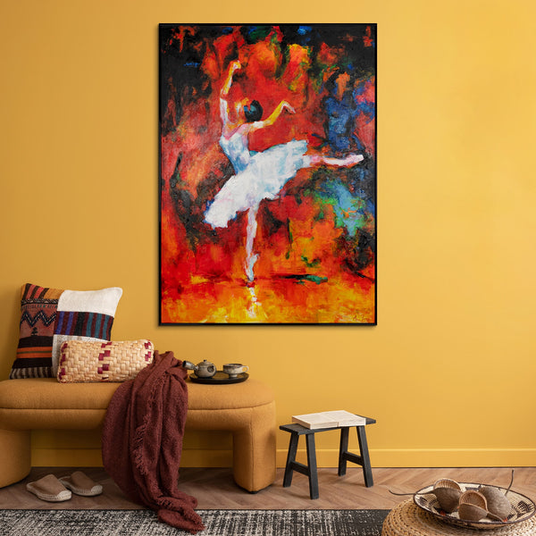 Elegant bright painting with frame "The Magic of Ballet"