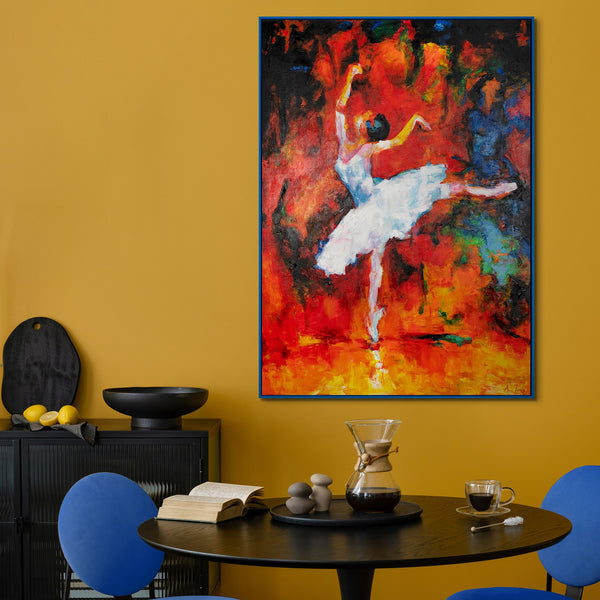 Elegant bright painting with frame "The Magic of Ballet"