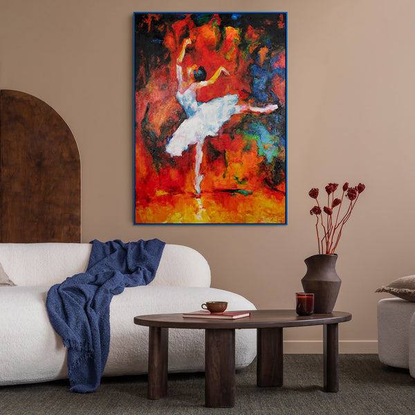 Elegant bright painting with frame "The Magic of Ballet"