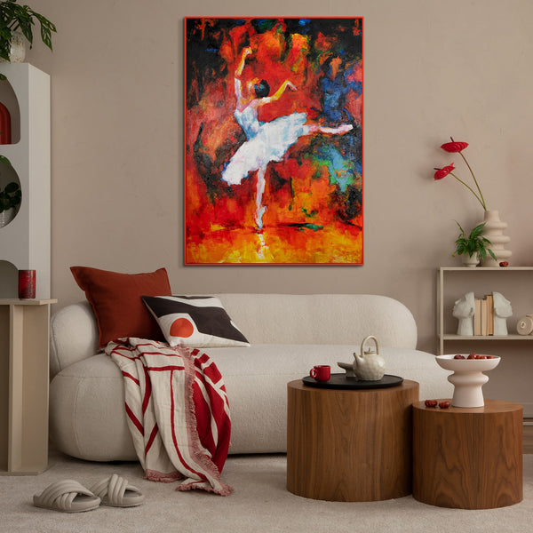 Elegant bright painting with frame "The Magic of Ballet"