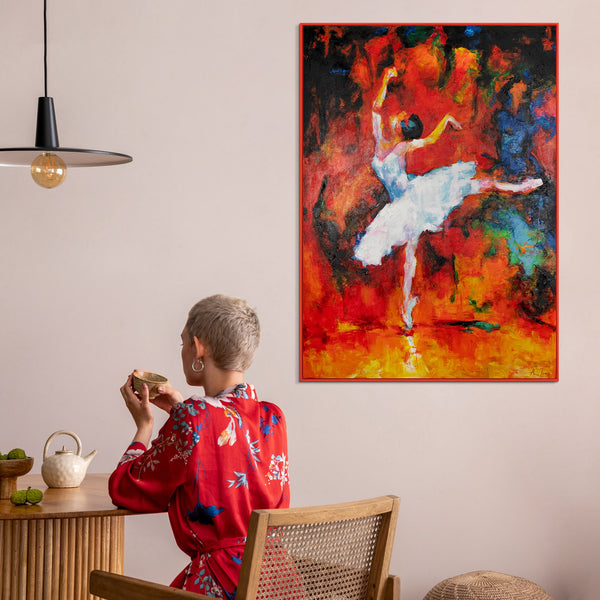 Elegant bright painting with frame "The Magic of Ballet"