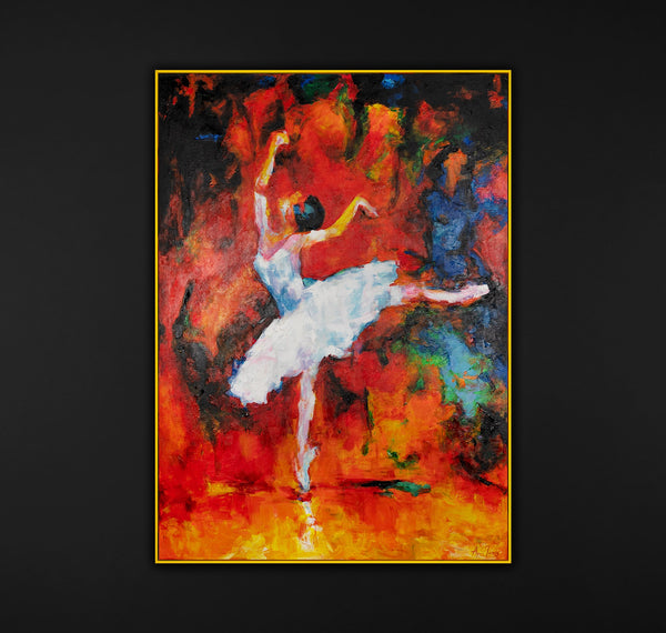 Elegant bright painting with frame "The Magic of Ballet"