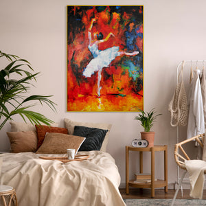 Abstract Figure Painting "Elegant Ballerina" – Colorful Hand-Painted Canvas
