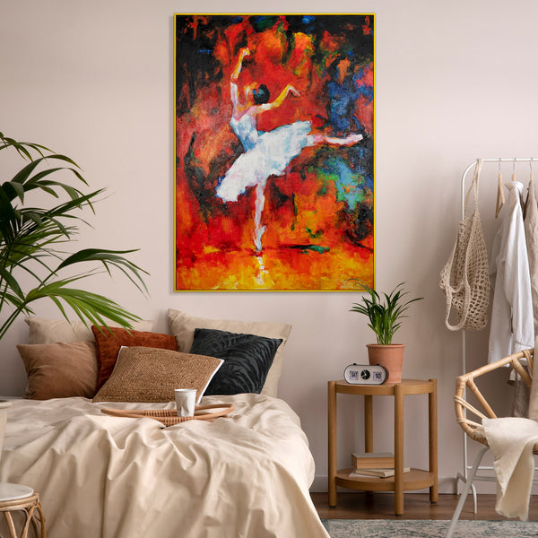 Elegant bright painting with frame "The Magic of Ballet"