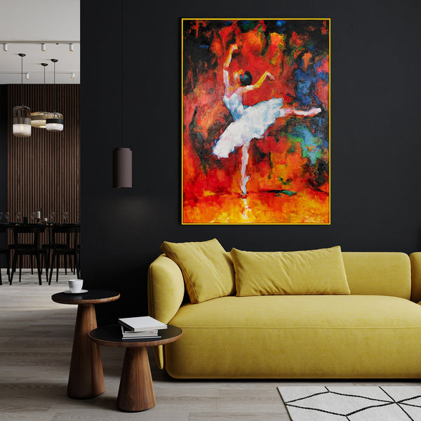 Elegant bright painting with frame "The Magic of Ballet"