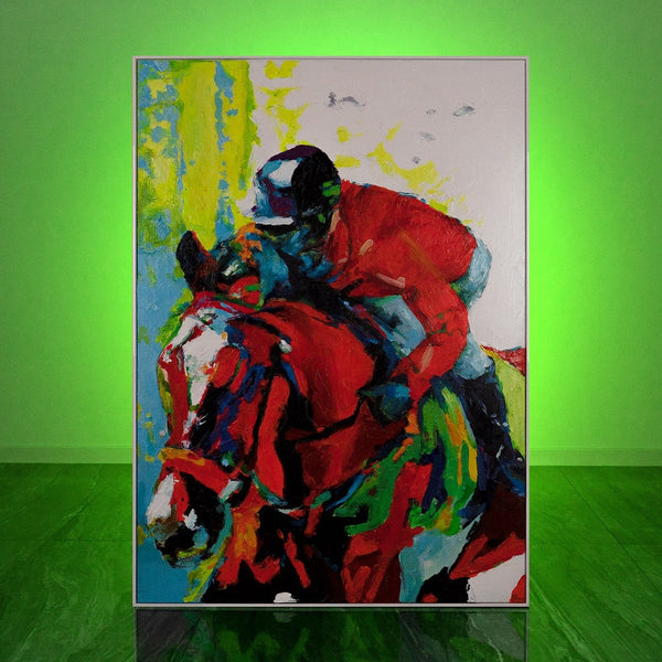 Colorful canvas art "Flight of horsemanship"