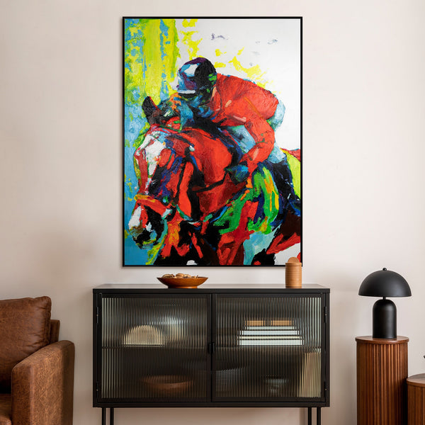 Colorful canvas art "Flight of horsemanship"