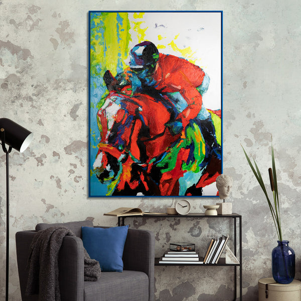 Colorful canvas art "Flight of horsemanship"