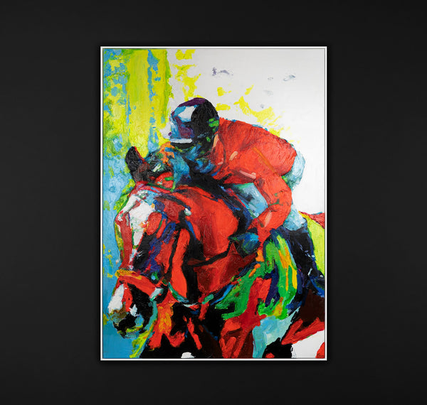 Colorful canvas art "Flight of horsemanship"