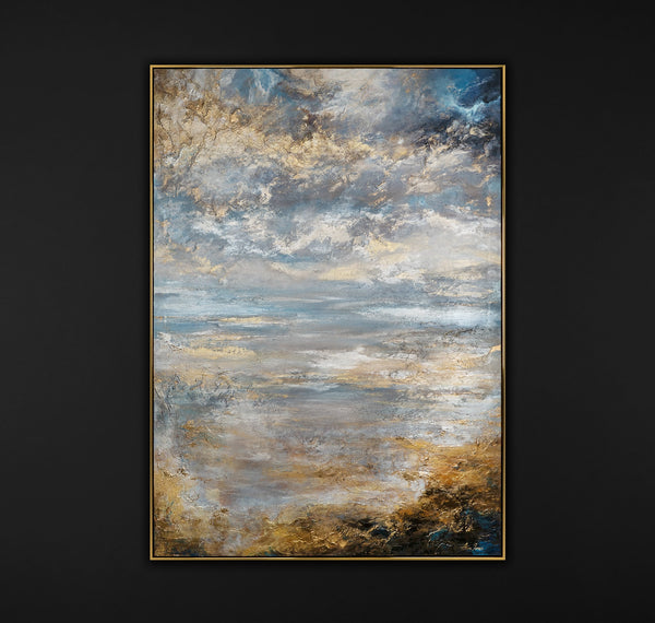 Textured landscape on canvas "Abstraction of a calm dawn"