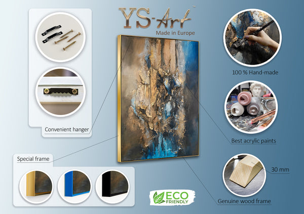 Abstract art "Elegant abstraction" Hand painted wall framed with gold accents