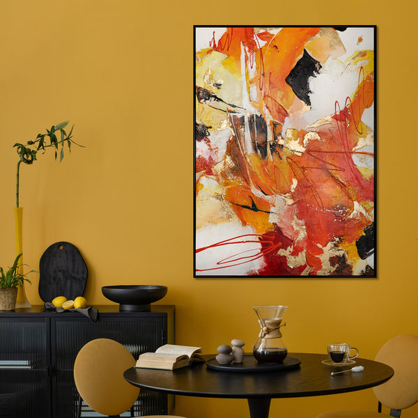 Abstraction painting with frame "Orange expression"