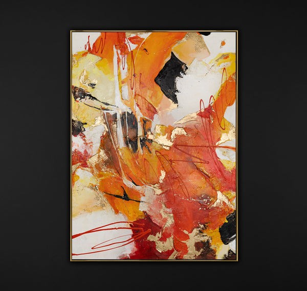 Abstraction painting with frame "Orange expression"