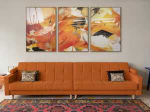 Modern art pictures "Orange Explosion" acrylic painting on canvas with frame