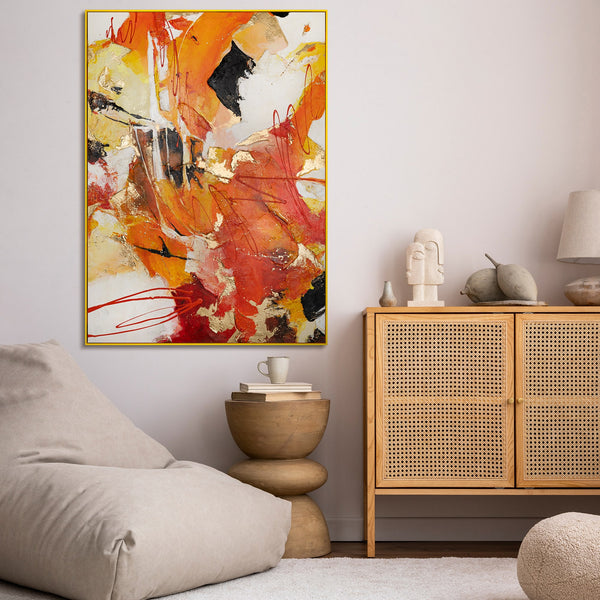 Abstraction painting with frame "Orange expression"