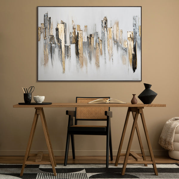 Framed painting on canvas "Rhythms of the City"