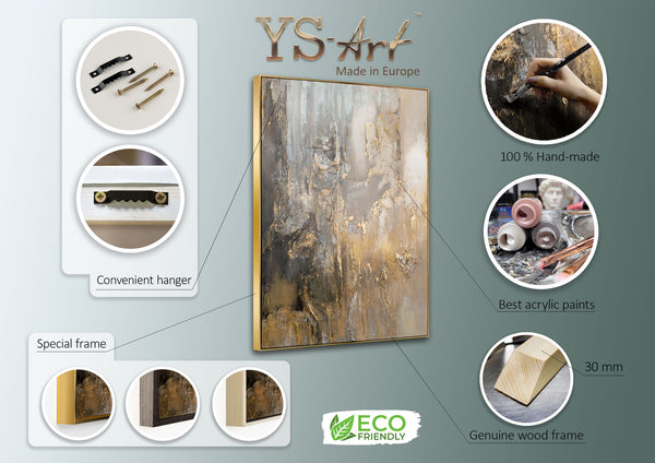 Premium hand-made abstract painting with special wood frame and eco-friendly materials, perfect for modern decor