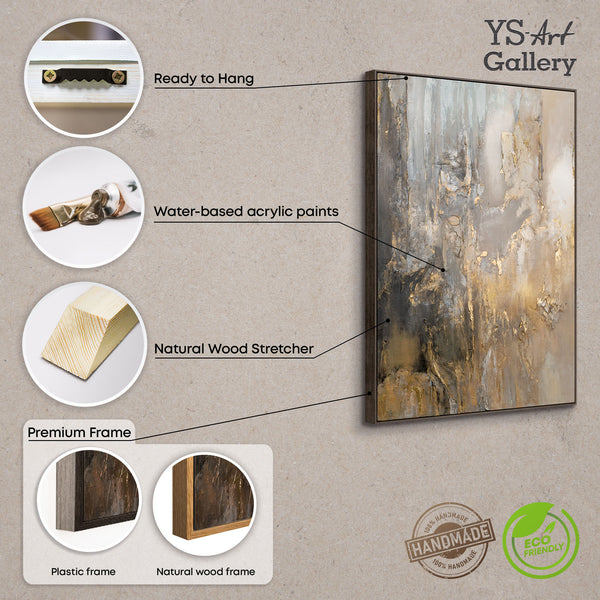 Abstract Art "Golden Horizons" Hand-painted pictures on canvas with frame