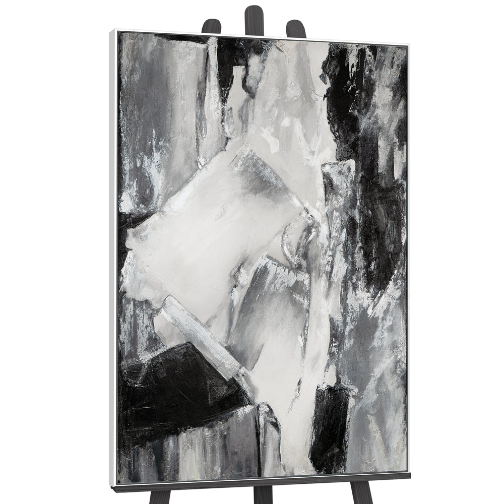 Neutral Wall Art Framed Textured Canvas – Silent Structure