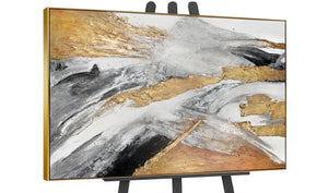 Abstract art "Golden Symphony" with frame wall decoration living room